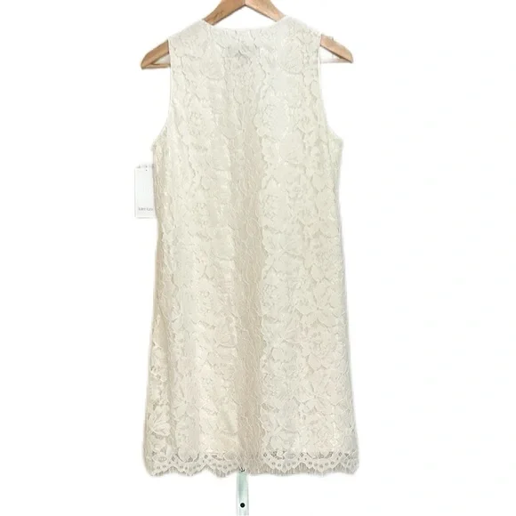 New Karen Kane Elegant Cream Lace Shift Dress - Picture 8 of 13